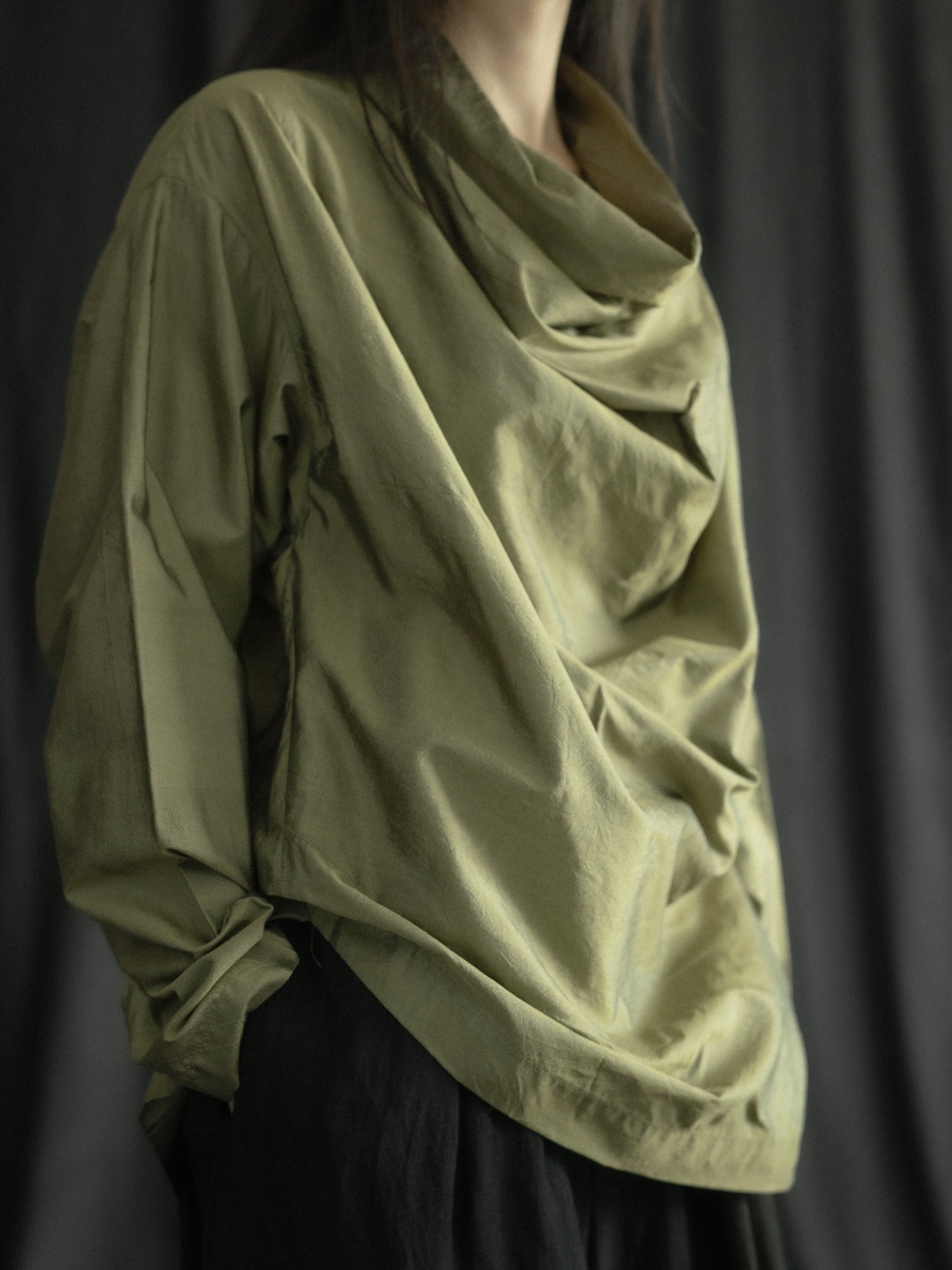 Issey Miyake permanente 1993aw Tussah Silk Draped-Collar Blouse