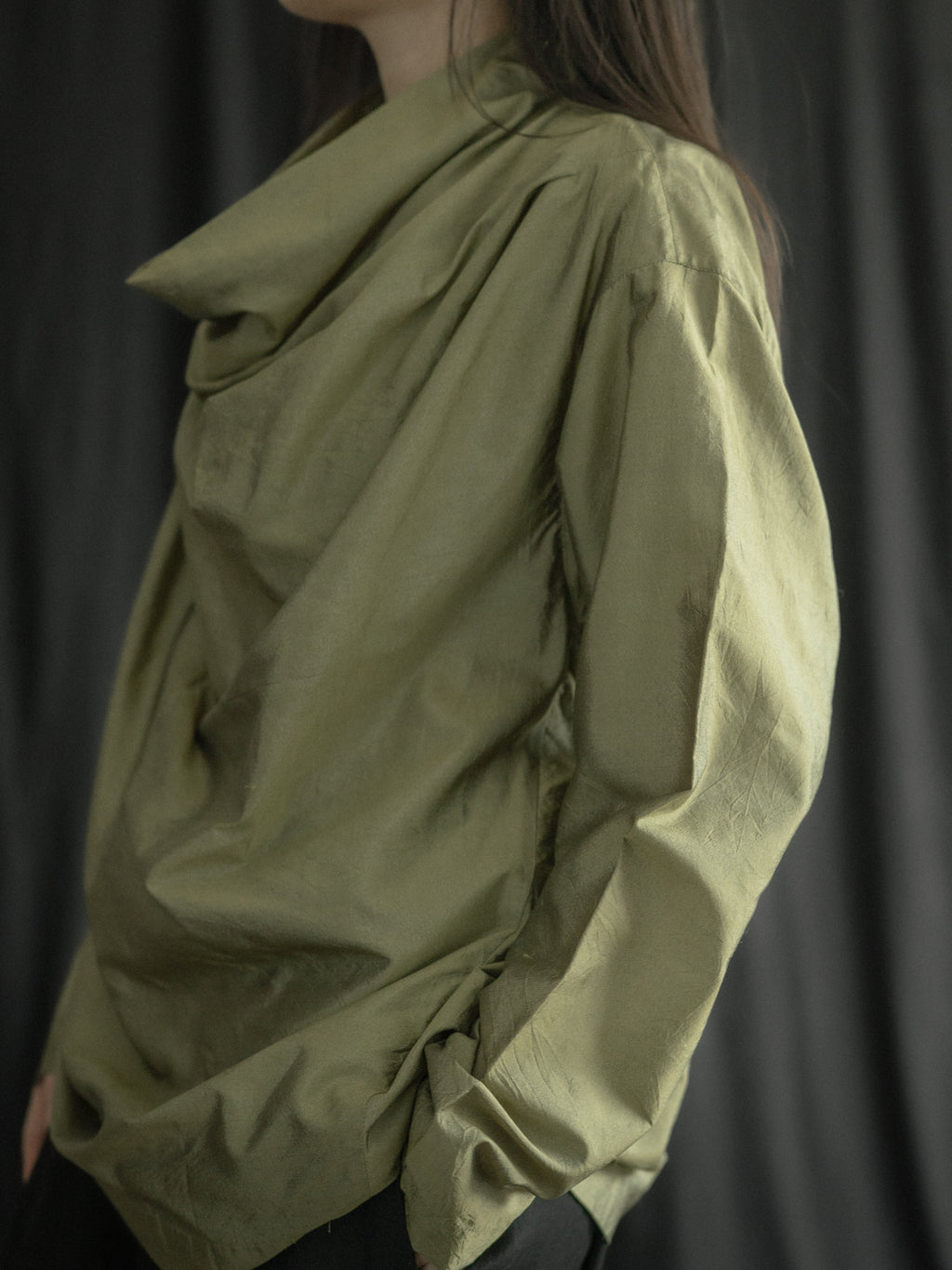 Issey Miyake permanente 1993aw Tussah Silk Draped-Collar Blouse