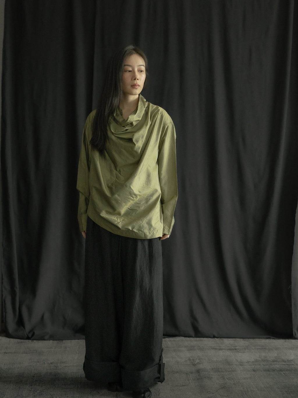 Issey Miyake permanente 1993aw Tussah Silk Draped-Collar Blouse