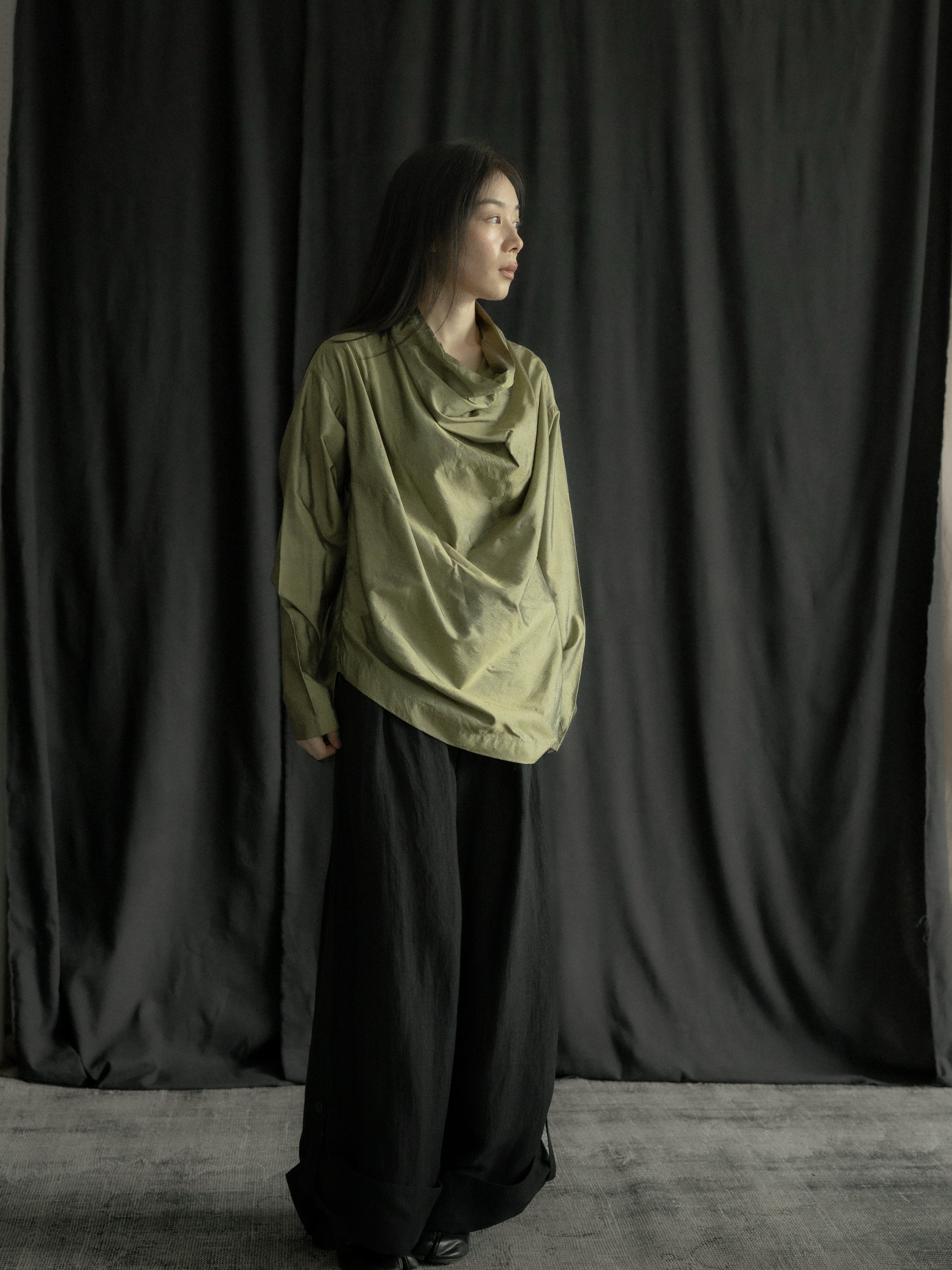 Issey Miyake permanente 1993aw Tussah Silk Draped-Collar Blouse